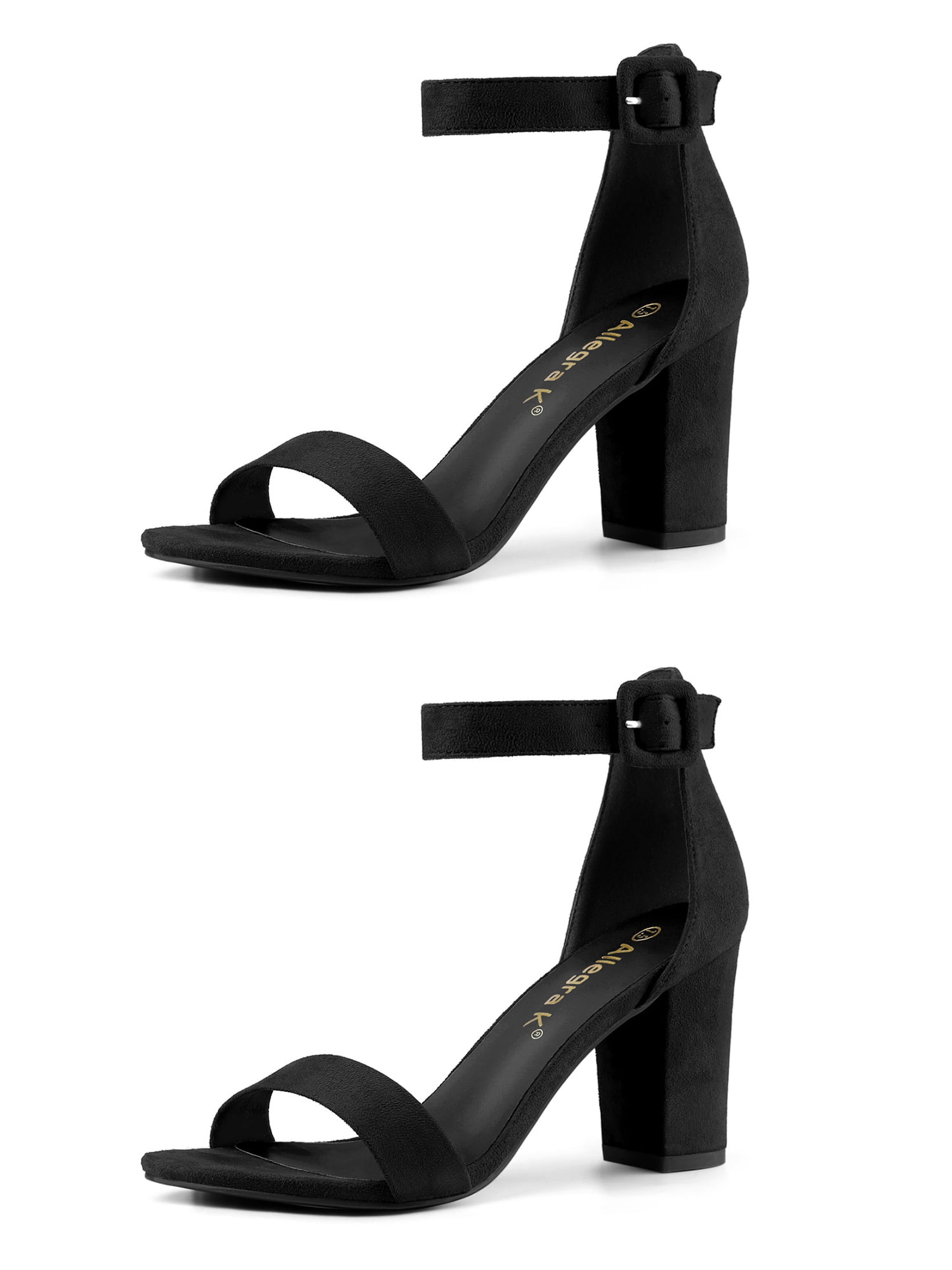 Unique Bargains Women's Chunky High Heel Ankle Strap Sandals 2 Packs Black 9