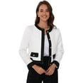 thumbnail image 1 of DARING DIVA Women's Collarless Short Sequined Tweed Office Blazers S White, 1 of 6