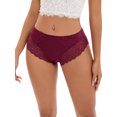 thumbnail image 1 of DARING DIVA Women's Comfortable Briefs Lace Mid-Waisted Underwear Panties Wine Red XXL, 1 of 6