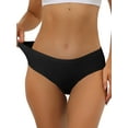 thumbnail image 1 of DARING DIVA Women's No Show Elastic Waist Brief Panties Breathable L Black, 1 of 6