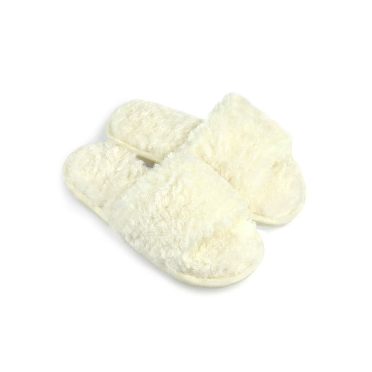 White fuzzy slippers walmart clearance