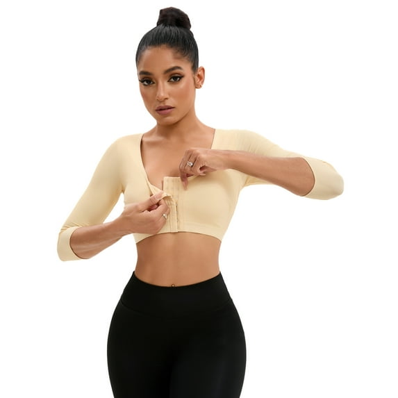 Unique Bargains Women's Compression Sleeves Shapewear Wirefree Bra Tube Tops XL Beige