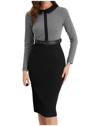 Buy BROWN FULL-SLEEVES HOUNDSTOOTH BODYCON DRESS for Women Online