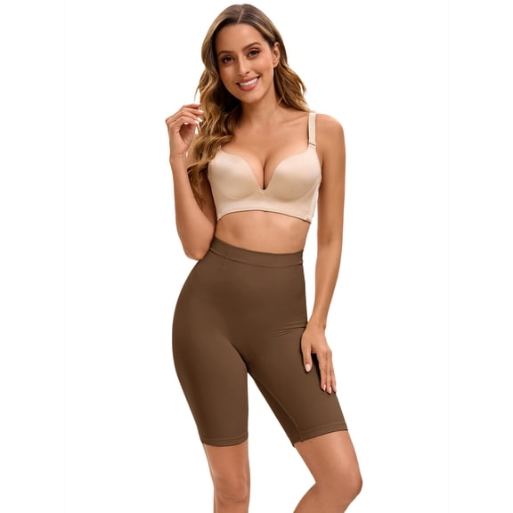 Unique Bargains Women's Control Waist High Elasticity Shapewear Panties M Dark Brown