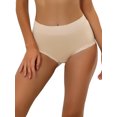 thumbnail image 1 of DARING DIVA Women's Cotton High-Lace Trim Tummy Full Coverage Brief Panties S Beige, 1 of 6