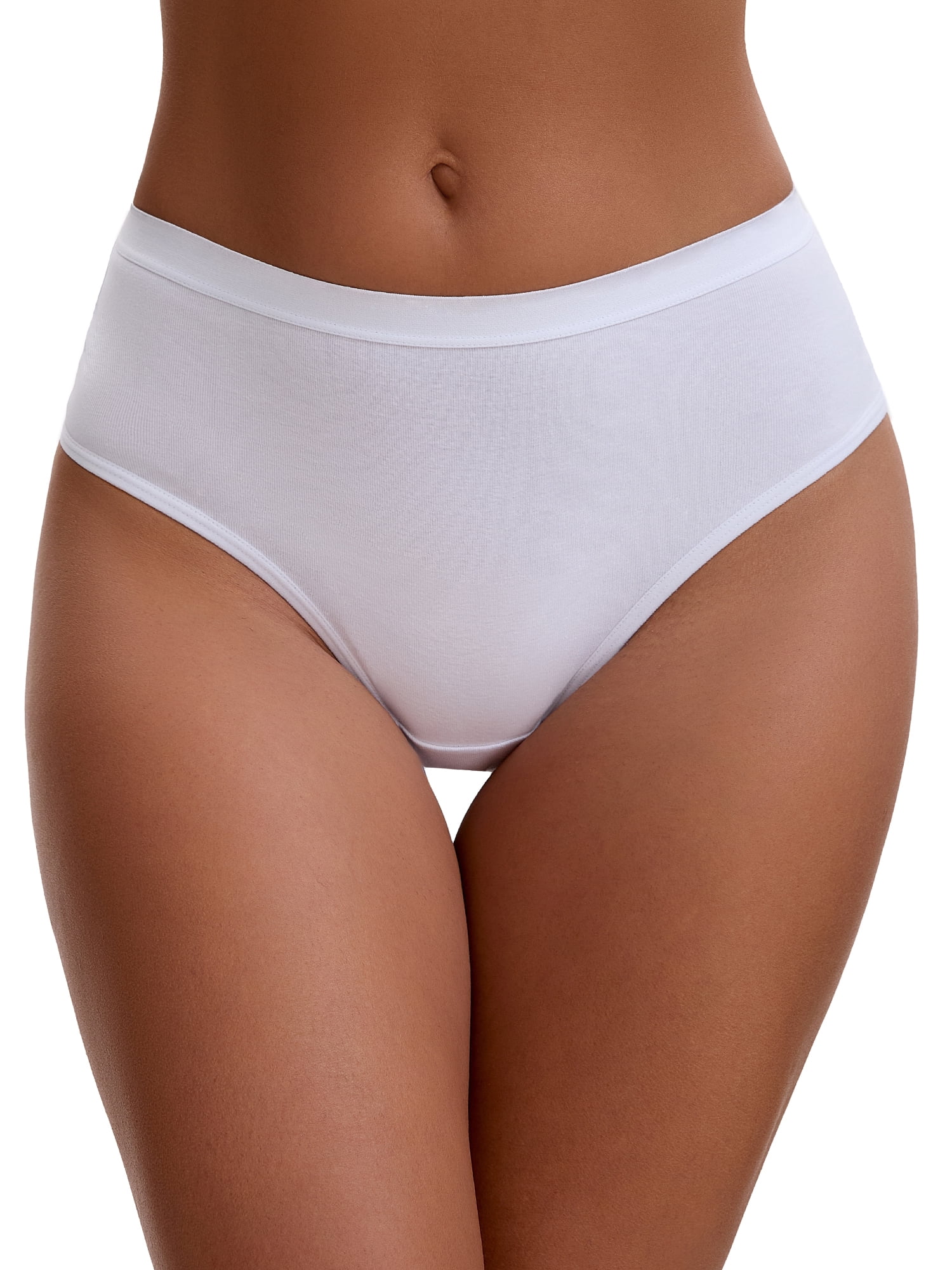 Unique Bargains Women's Cotton High Waist Bright Trim Briefs L White