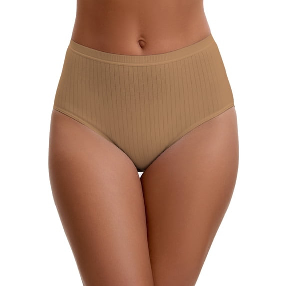Unique Bargains Women's Cotton High Waist Tummy Control Briefs M Beige