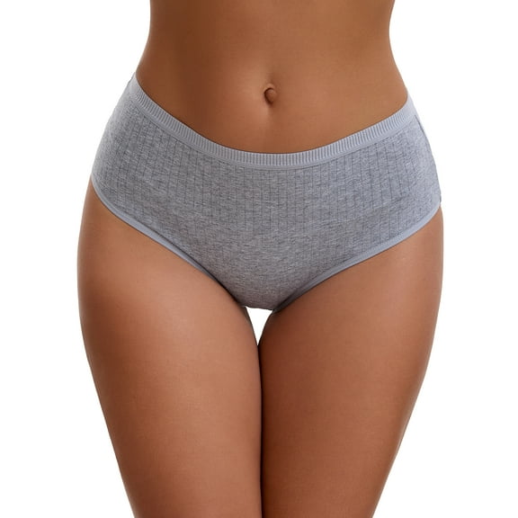 Unique Bargains Women's Cotton High Waist Tummy Control Briefs M Gray