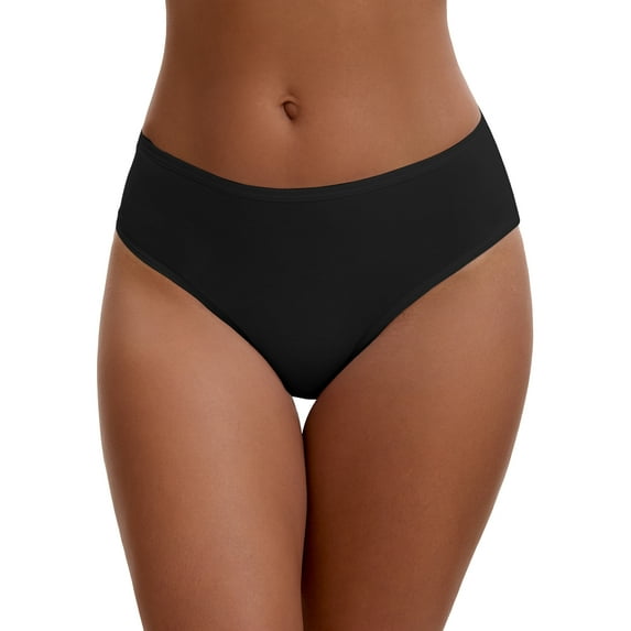 Unique Bargains Women's Cotton Mid-Waisted Full Coverage Briefs L Black
