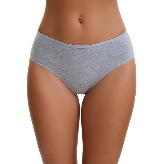 Unique Bargains Women's Cotton Mid-Waisted Full Coverage Briefs M Gray