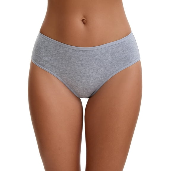 Unique Bargains Women's Cotton Mid-Waisted Full Coverage Briefs XL Gray