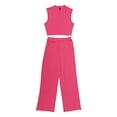 thumbnail image 1 of Unique Bargains Women's Crop Tank Top and Wide Leg Pants Sleeveless 2 Pcs Outfit XL Hot Pink, 1 of 1