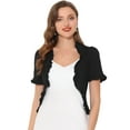 thumbnail image 1 of DARING DIVA Shrug Short Sleeve Formal Cropped Bolero XS Black, 1 of 6