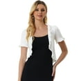 thumbnail image 1 of DARING DIVA Shrug Short Sleeve Formal Cropped Bolero L White, 1 of 6