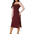 thumbnail image 1 of DARING DIVA Crew Neck Stretch Cutout Midi Sweater Dress M Pink-Wine Red, 1 of 6