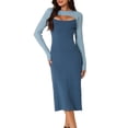 thumbnail image 1 of DARING DIVA Crew Neck Stretch Cutout Midi Sweater Dress S Blue-Dark, 1 of 6