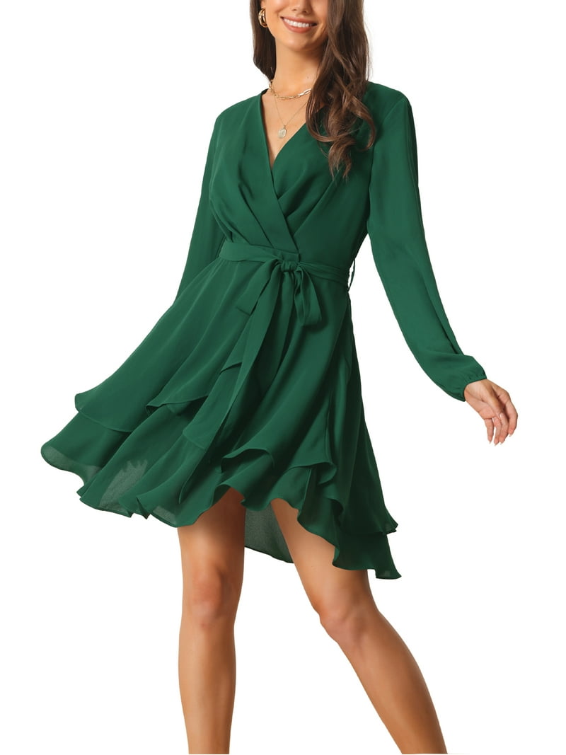 green emerald velvet dress Amazon.com: BerryGo Women's Elegant Wrap Long Balloon Sleeve Corduroy Mini Dresses  Deep V Neck Semi Formal Dress with Tie Waist Green XL : Clothing, Shoes &  Jewelry