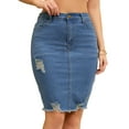 thumbnail image 1 of Unique Bargains Women's Denim High Waisted Above the Knee Pencil Skirt L Blue, 1 of 7