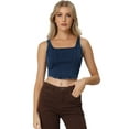 thumbnail image 1 of Unique Bargains Women Denim Tank Top Scoop Neck Stretchy Cropped Jean Vest M Dark Blue, 1 of 6