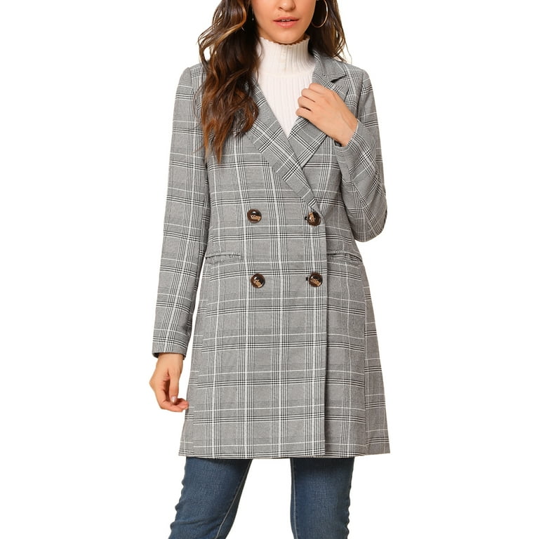 Black plaid hot sale trench coat