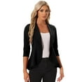 thumbnail image 1 of DARING DIVA Women's Draped Collar Open Front Blazer Ruffle Jacket XS Black, 1 of 6
