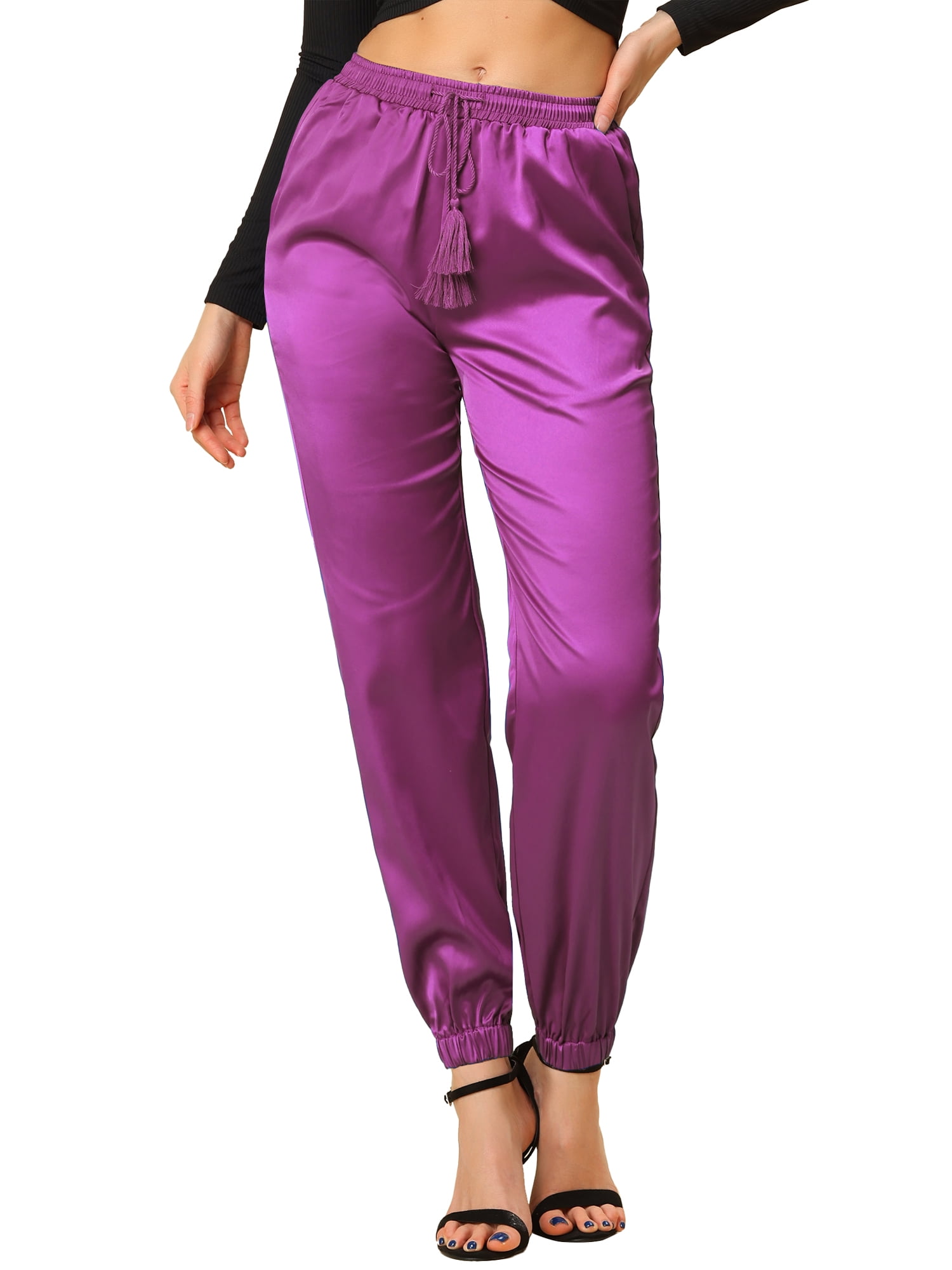 Purple hotsell satin joggers