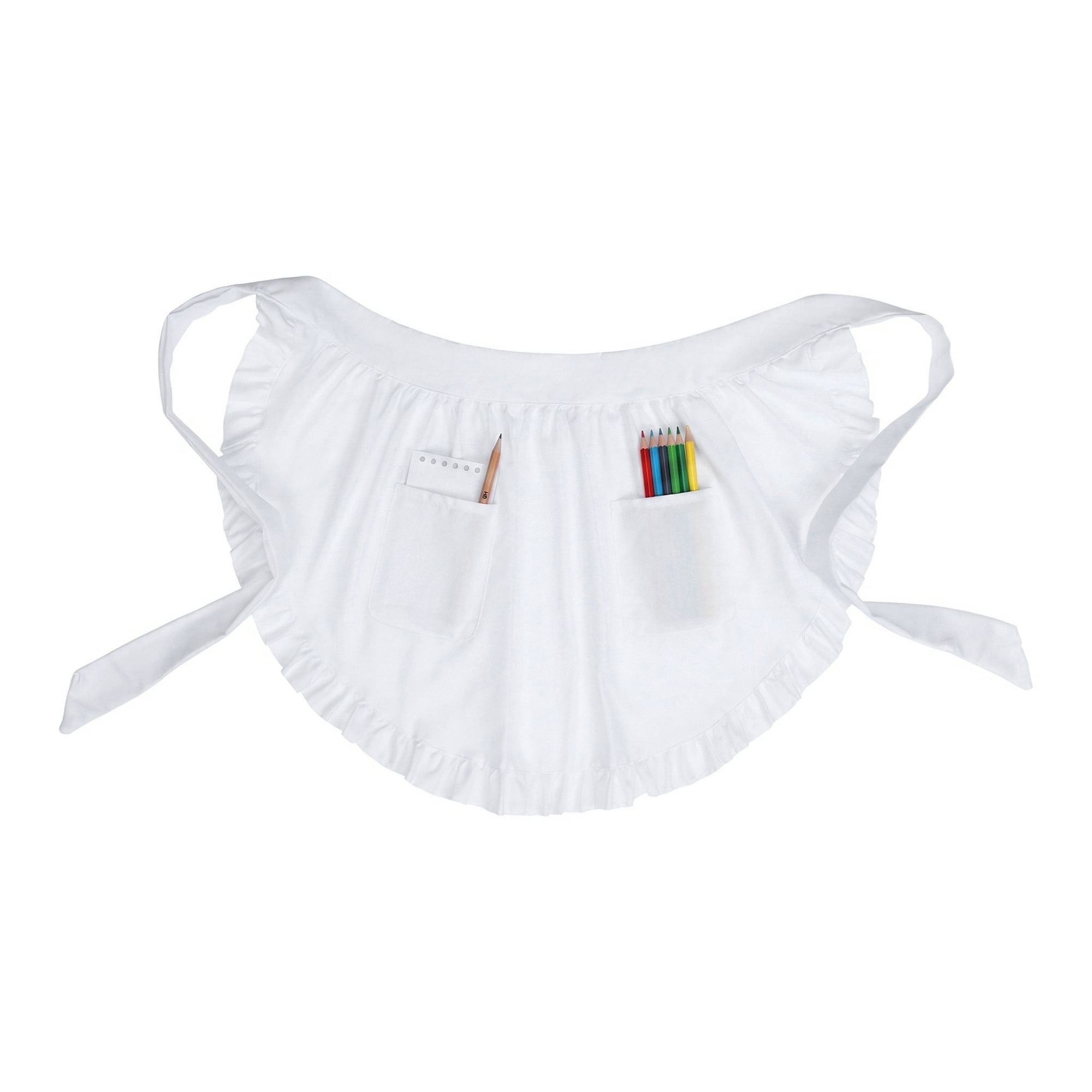 Unique Bargains Women's Durable Polyester Aprons with Pockets 26.4x16.8in White
