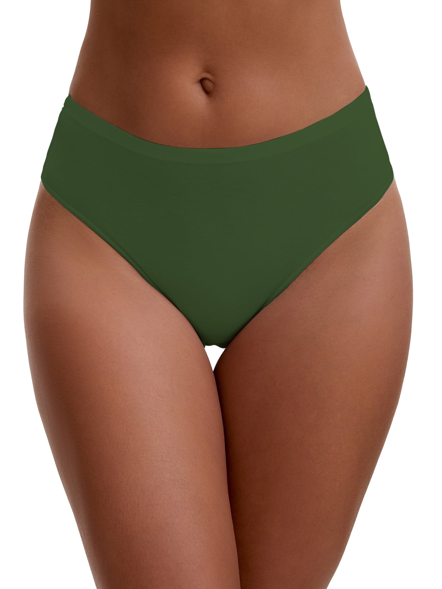 Unique Bargains Women's Elastic Waistband Mid-Waisted Briefs M Green