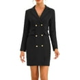 thumbnail image 1 of Unique Bargains Women's Elegant Blazer Office Work Dress with Pockets XS Black, 1 of 6