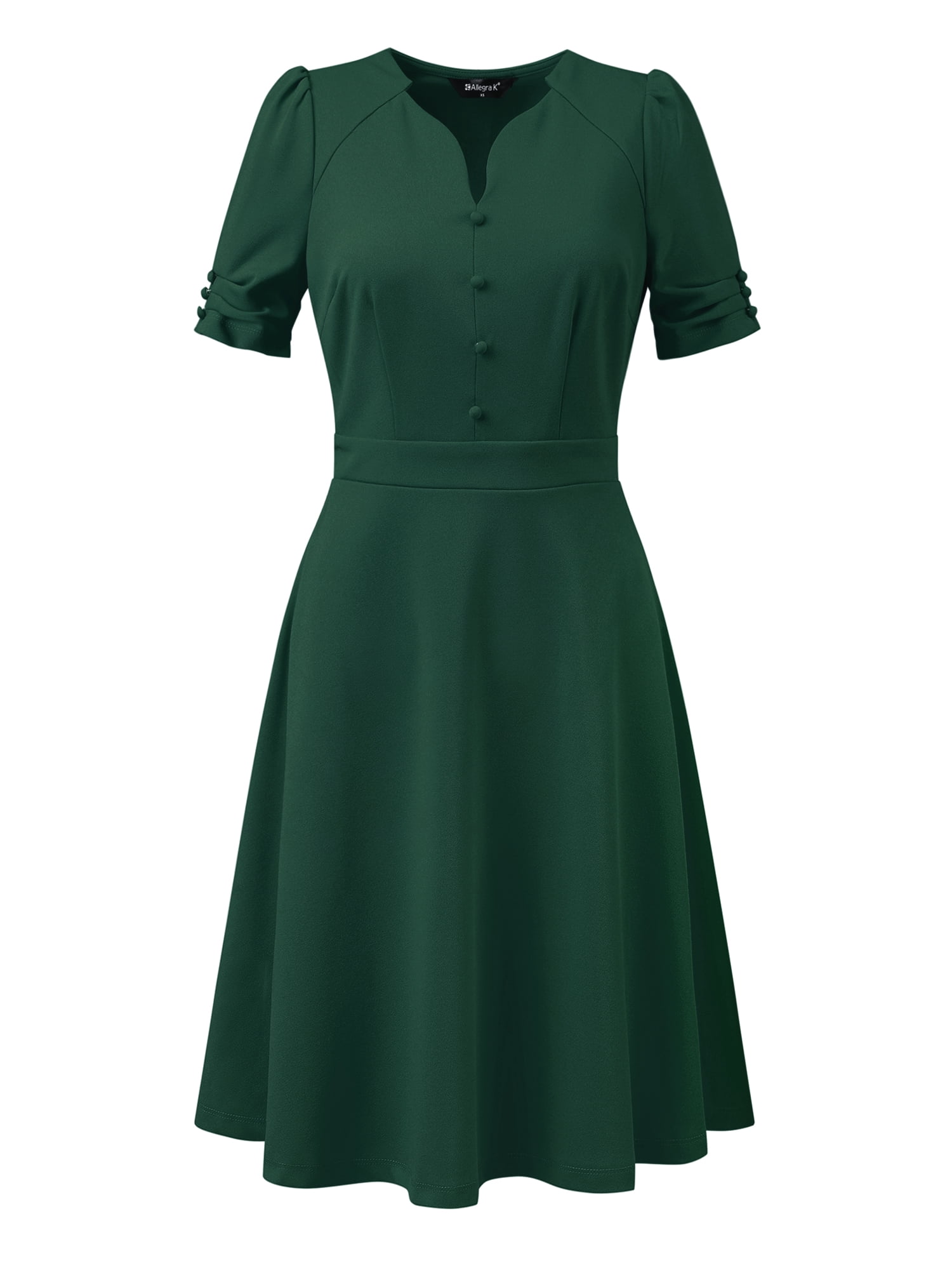 DARING DIVA Sweetheart Neck Pleated A-Line Sheath Dress S Dark Green