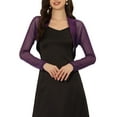 thumbnail image 1 of Unique Bargains Women's Elegant Office Bolero Shrugs Open Front Crop Cardigan L Dark Purple, 1 of 6