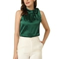 thumbnail image 1 of Unique Bargains Women's Elegant Sleeveless Bow Tie Neck Solid Work Blouse Tops S Green, 1 of 6