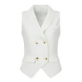 thumbnail image 1 of DARING DIVA Women's Waistcoat Double Breasted Shawl Lapel Suit Vest L White, 1 of 6