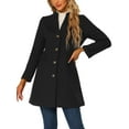 thumbnail image 1 of Unique Bargains Women's Elegant Winter Overcoat V Neck Single Breasted Coats L Black, 1 of 6