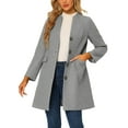 thumbnail image 1 of Unique Bargains Women's Elegant Winter Overcoat V Neck Single Breasted Coats L Grey, 1 of 6
