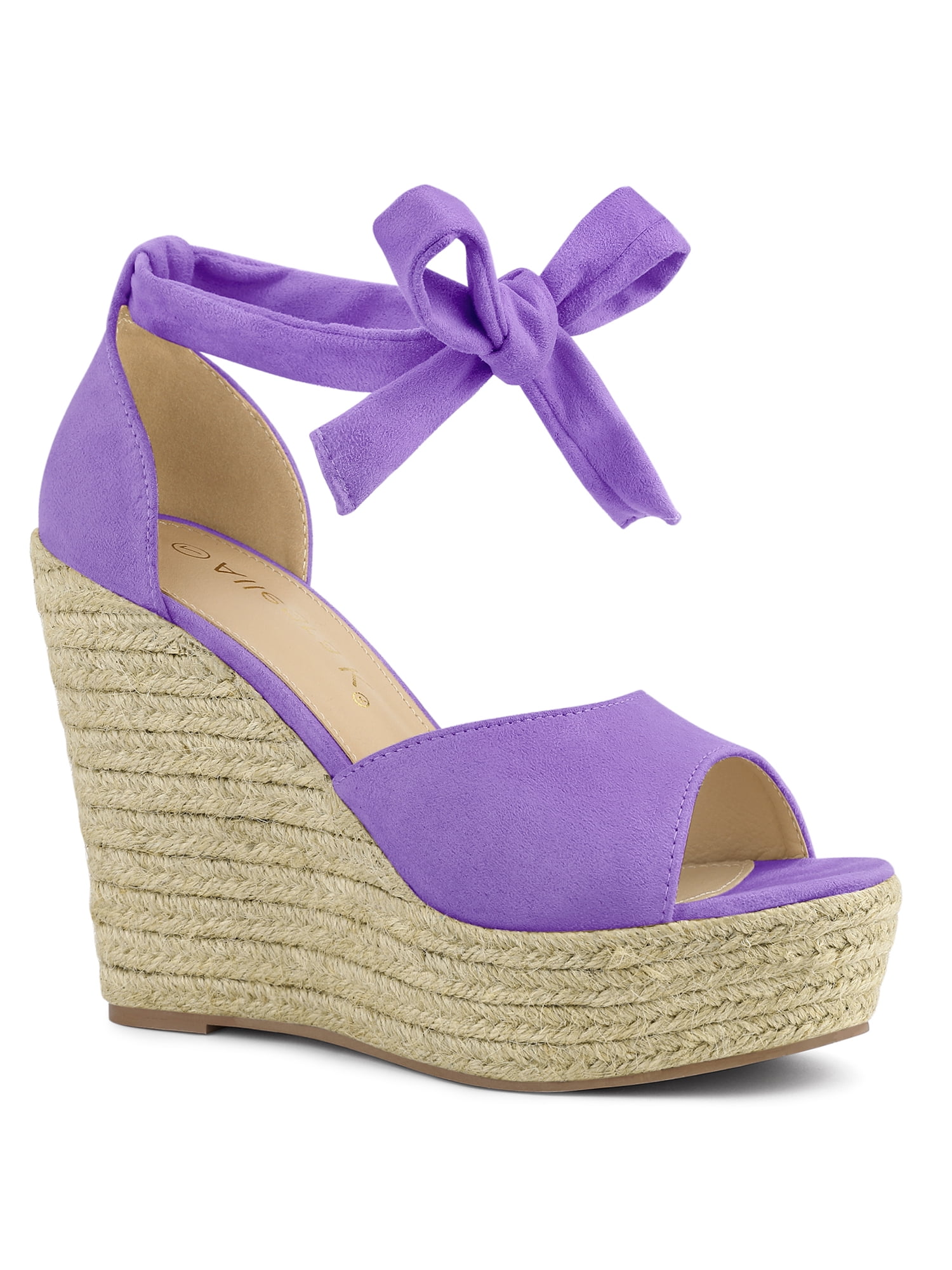 Unique Bargains Women's Espadrilles Tie Up Ankle Strap Sandals Purple (Size 9)