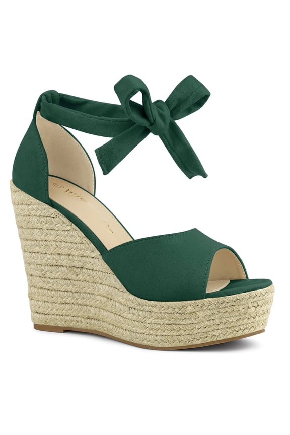 Women's Espadrilles Tie Up Ankle Strap Sandals Emerald Green (Size 10)