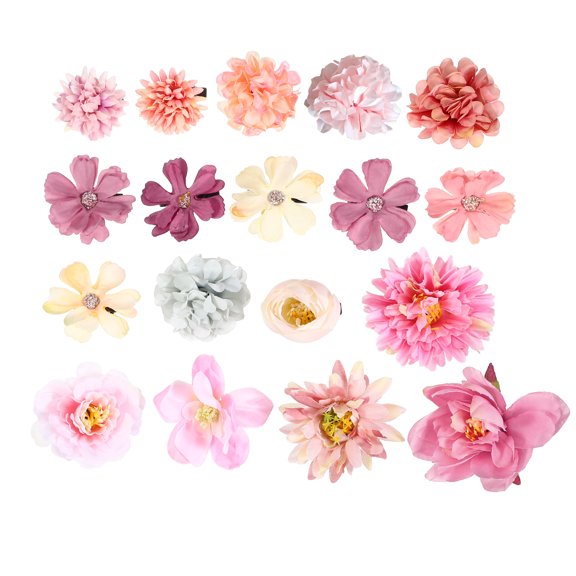 Unique Bargains Women's Fake Flowers Hair Clips Multicolor 18 Pcs