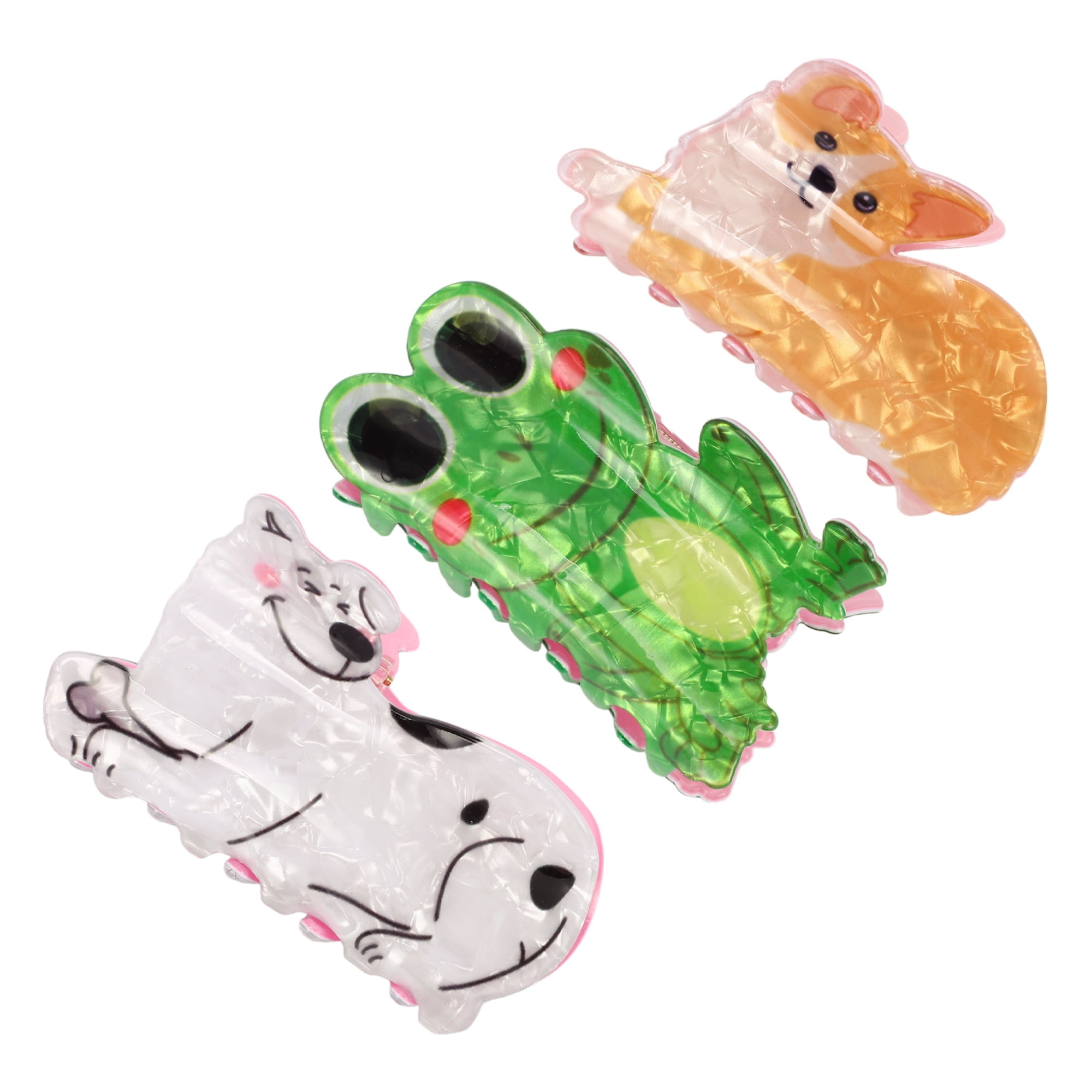 NOMADIC NOOK Women's Fashion Cute Cat Hair Clips 3 Pcs Black White Orange Green