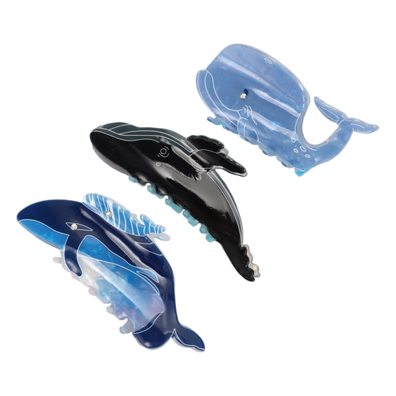 NOMADIC NOOK Women's Fashion Cute Cat Hair Clips 3 Pcs Blue Black Purple