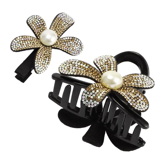 NOMADIC NOOK Women's Fashion Elegant Rhinestones Hair Clips 2 Pcs Champagne