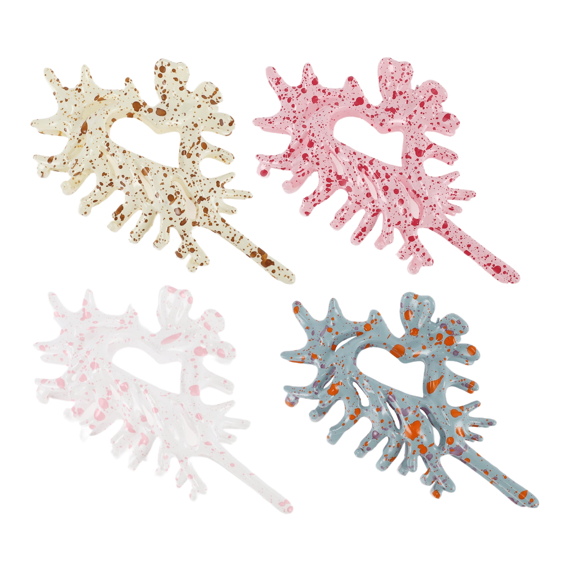 Unique Bargains Women's Fashion Frosted Hair Clips 4 Pcs Beige Pink White Blue 4.33"x2.56"x1.57"