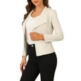 thumbnail image 1 of Unique Bargains Women's Faux Suede Jacket Open Front Lapel Draped Cardigan Blazers S Beige, 1 of 6