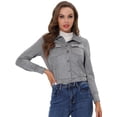 thumbnail image 1 of Unique Bargains Women's Faux Suede Point Collar Cropped Motorcycle Jacket L Grey, 1 of 5