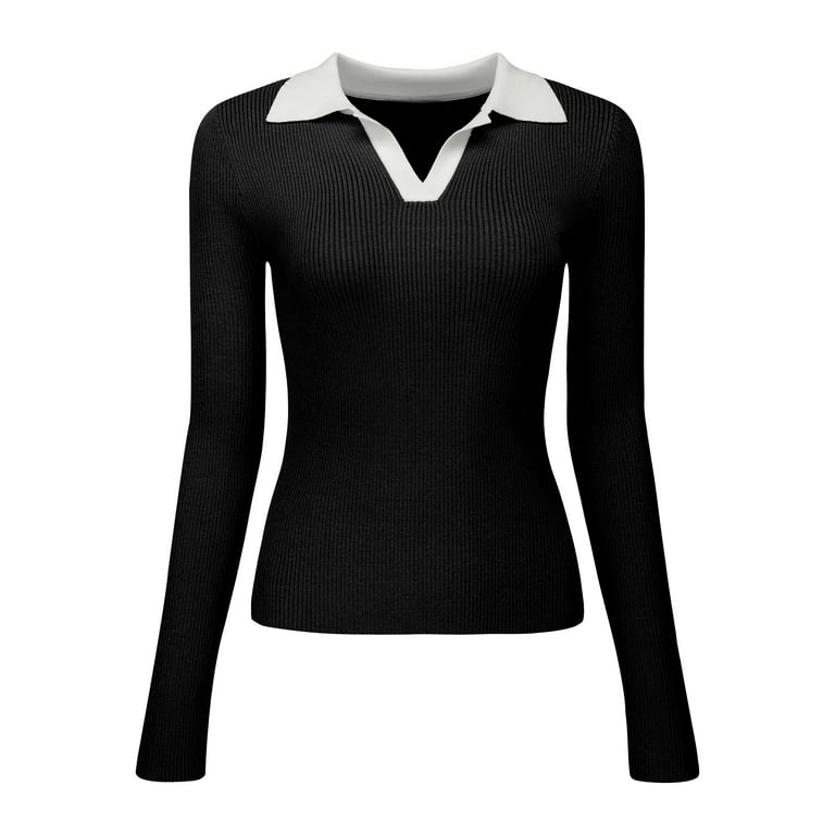 Long Sleeve O-Neck Contrast Knit Sweater Long Sleeve O-Neck Contrast Knit Sweater