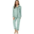 thumbnail image 1 of Unique Bargains Women’s Flannel Pajama Button Down Pj Lounge Sleepwear Sets, 1 of 6
