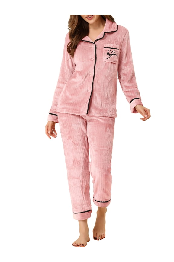 Women’s Flannel Pajama Sleepwear Button Down Pj Lounge Sets