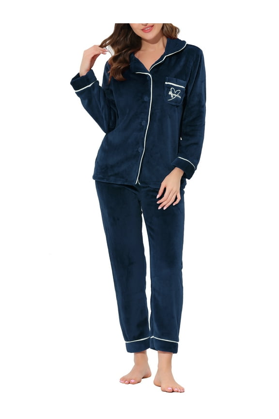 Women’s Flannel Pajama Sleepwear Button Down Pj Lounge Sets