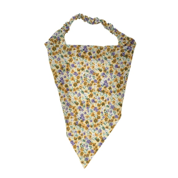 Unique Bargains Women's Floral Elastic Headwrap Yellow, Purple, Brown 12.6"x 8.66"