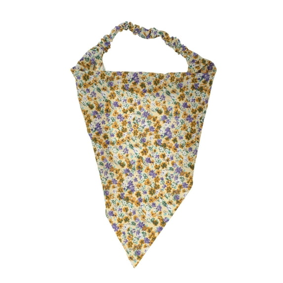 Unique Bargains Women's Floral Elastic Headwrap Yellow, Purple, Brown 12.6"x 8.66"
